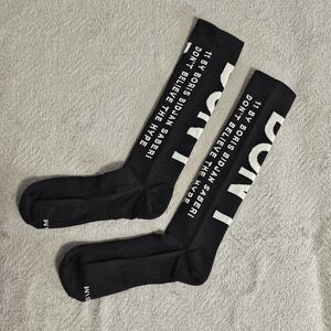 11 By Boris Bidjan Saberi Black 'Don't Believe the Hype' Socks, Brand New